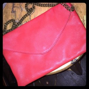 JCrew purse leather with metal chain strap